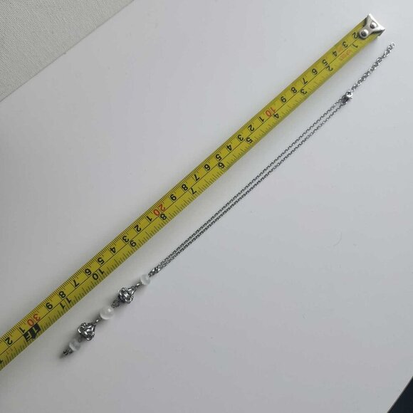 Gothic long Selenite and silver chain mail rosary necklace - Picture 7 of 8